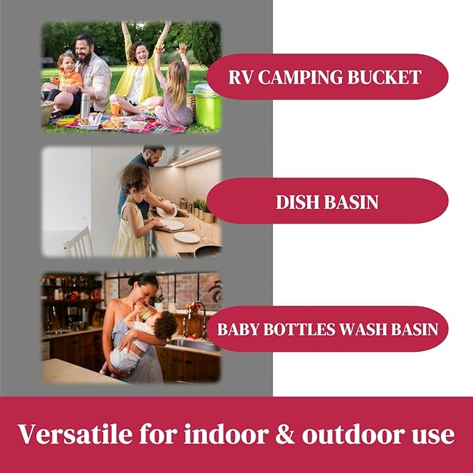 GIMWA Collapsible Wash Basin for Baby Bottles - 2.4 Gallons Portable Dish Basin for RV Camping Sink, Space-Saving Dish Tub For Bottle Washing (Viva Magenta)