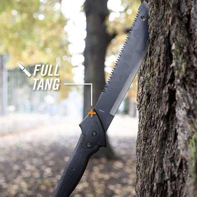 Gerber Gear Gator Machete 18.75" / 11.25" with Saw and Plain Edge Blade for Camping, Hunting, Gardening and Bushcraft, Includes a Gator Grip and Protective Sheath, Stainless Steel Blade