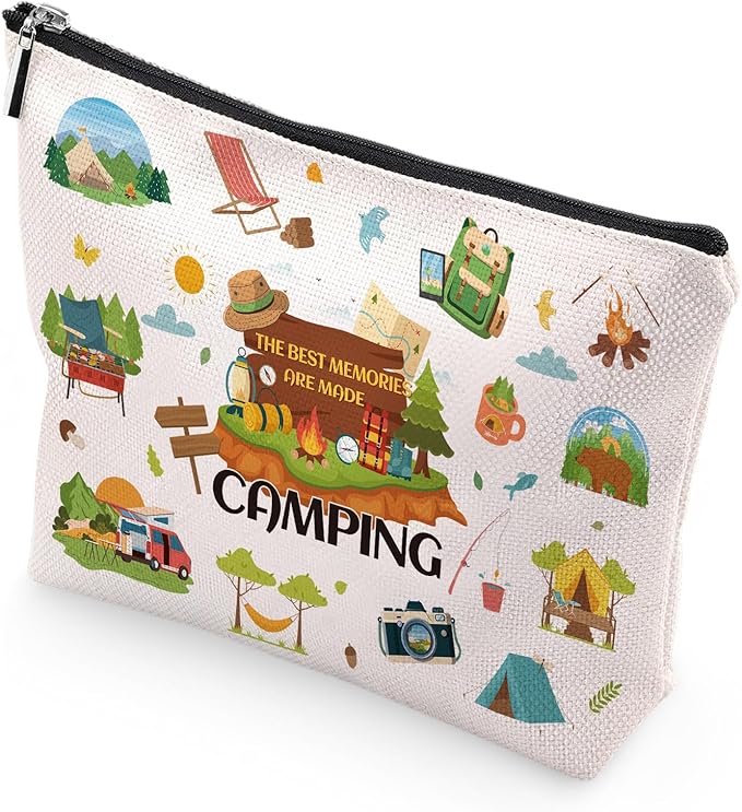 Sitsink Wildlife Lover Gifts - Best Memories Are Made Camping Cosmetic Makeup Bags, Gifts for Women, Outdooor Enthusiasts Accessories Pouch, Toiletry Bag for Friends Birthday