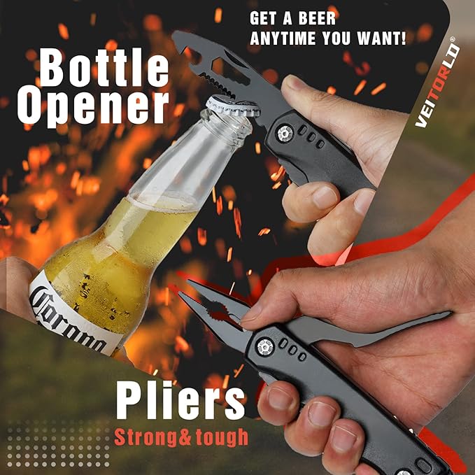 VEITORLD Gifts for Men Dad, Cool Fathers Day Birthday Gifts Ideas for Men Grandpa Papa from Daughter Wife Son, BEST DAD EVER Gift, All in One Survival Tools Hammer Multitool, Camping Hunting Presents