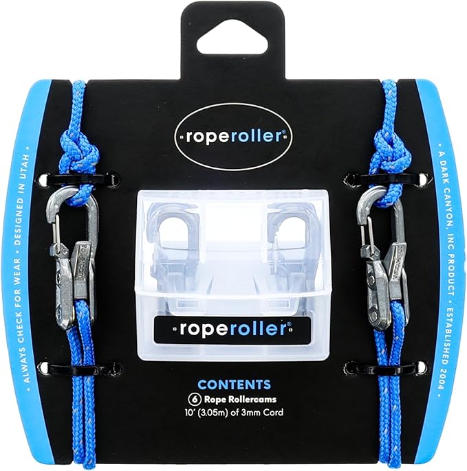 Roperoller The Original Rope Tightening Tool & Tensioner 6-Pack with Rollercam Technology – Heavy-Duty Tie Down for Outdoors, Tarps, Boating & Camping Gear – Includes Reflective Cord & Carry Case