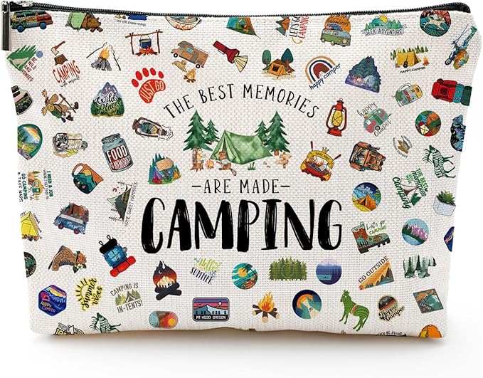 Camping Makeup Bag for Women, RV Owners, Sister, Bestie, Friend, BBF - Beige