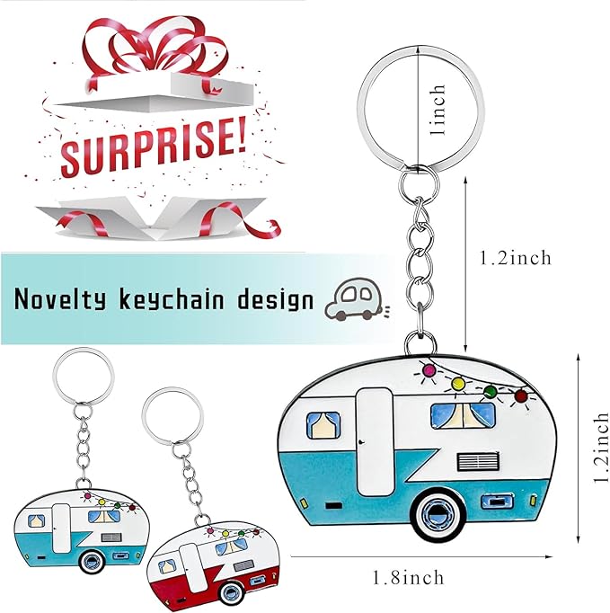 Camper Keychain, Upgraded Double-Side Metal Camping Key chain, Couples RV Accessories Set of 2 for Men Women