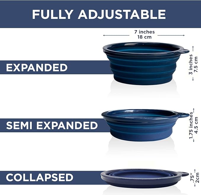 Bonza by Leash Boss Large Collapsible Dog Bowls Twin Pack, Portable Dog Water Bowls for Medium to Large Dogs, Lightweight, Sturdy, Leak Proof, Food Safe, Premium Quality Travel Pet Bowl Solution