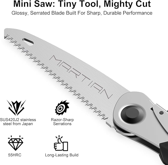 Outdoor Portable Mini Saw – Compact Folding Saw Belt-Mount Transparent Case | Sharp Steel Blade for Camping,Gardening & Survival