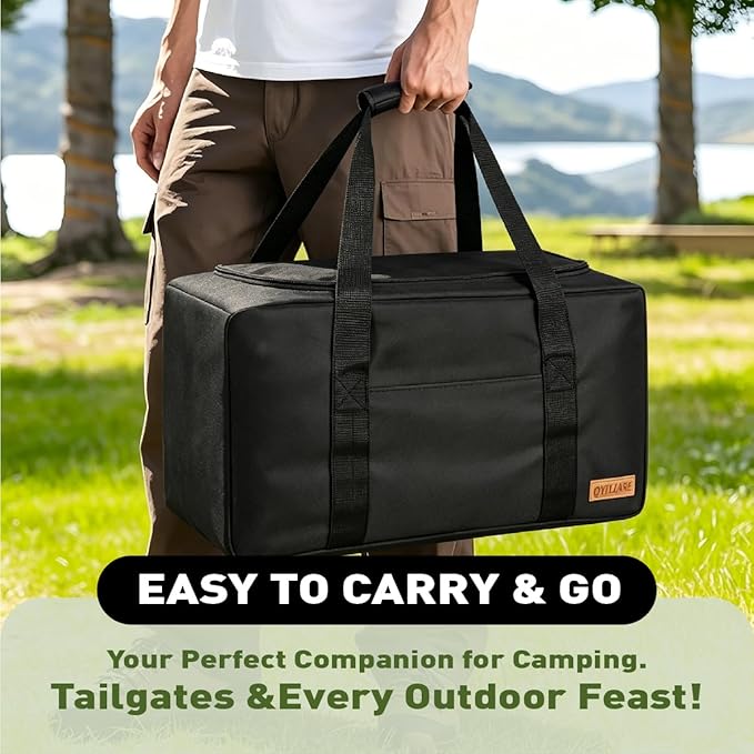 Camping Kitchen Storage Bag, 28L Water-Resistant Outdoor Camping Cookware Organizer for Camping Utensils,Cookware,BBQ Essentials & Portable Propane Camping Stove