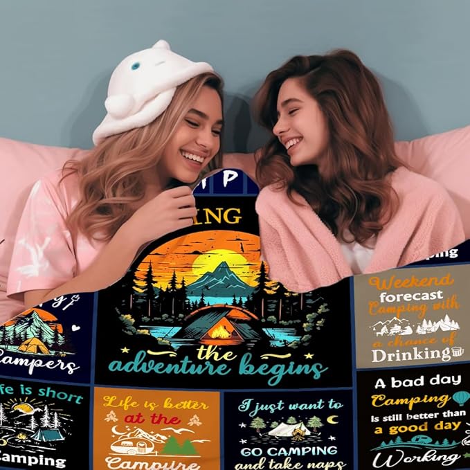 Camping Blanket Gifts for Women Men Camper,Cool Camping Essentials Stuff Throws and Blankets for Camper Outdoor,Best Gifts for Rv Owners Travel Hiking 50"X40"