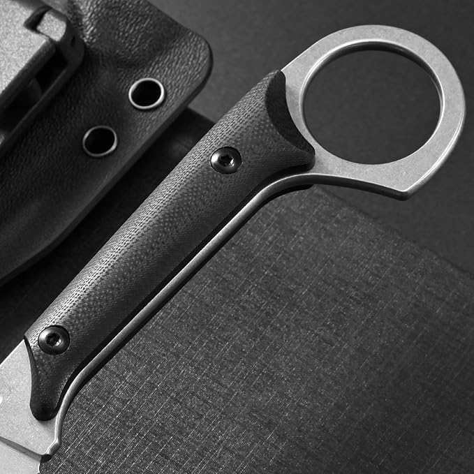 Ccanku C1140 Fixed Blade Knife, D2 Blade G10 Handle Claw Knife for Outdoor,EDC Tool, Survival, Hiking, Camping(Silver)