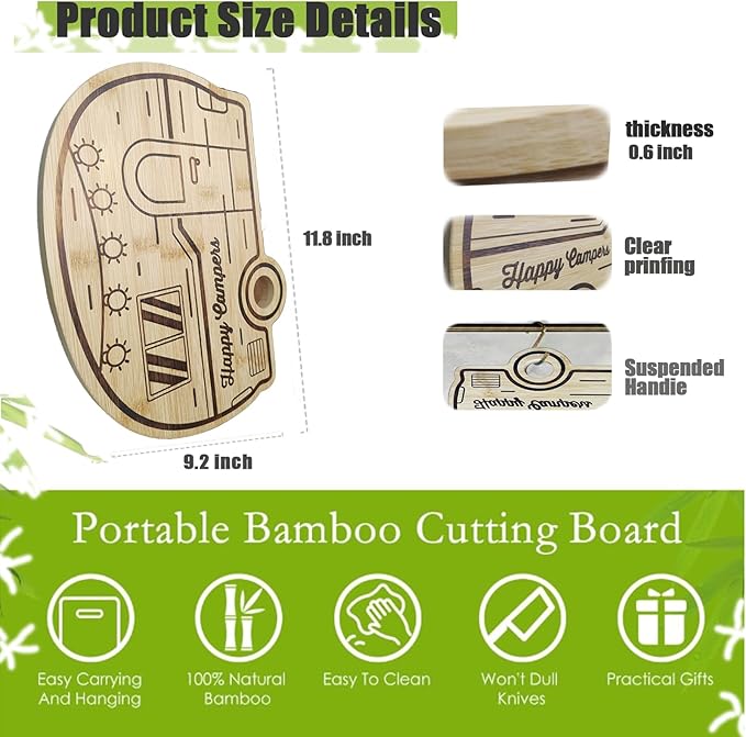 Rv Camper Cutting Board, Unique Cutting Boards for Kitchen, Practical Charcuterie Boards Rv Holiday Gifts, Wood Camping Gifts for Women, Small Camper Kitchen Essentials for Rv Camper Lovers