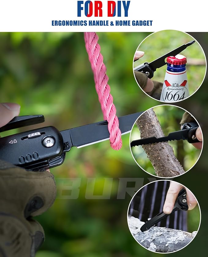 BIBURY 12-in-1 Multitool Hammer, Heavy Duty Survival Gear with Safety Lock, Fathers Day Gift for Dad Husband Men, Portable EDC Multi Tool Gadgets for Camping Hiking Car Emergency