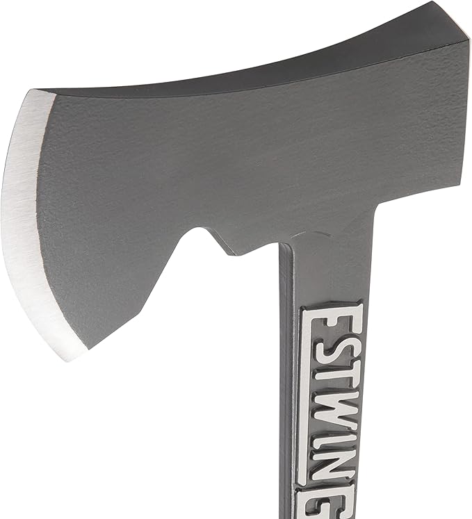 ESTWING Camper's Axe - 14" USA Made Black Hatchet with Tent Stake Puller & Hi-Vis Orange Shock Reduction Grip - EO-25A