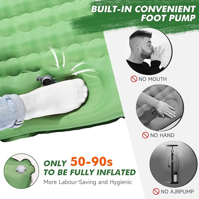 HiiPeak Sleeping Pad for Camping- Ultralight Inflatable Sleeping Mat with Built-in Foot Pump, Upgraded Durable Compact Camping Air Mattress for Tent, Backpacking, Hiking