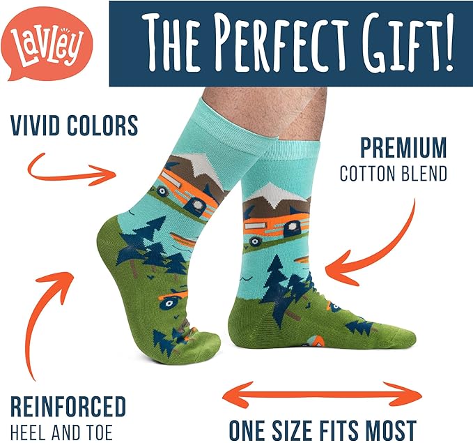 Lavley Outdoors Socks - Hiking and camping gifts for men and women - Great for nature lovers - Holiday or birthday gift