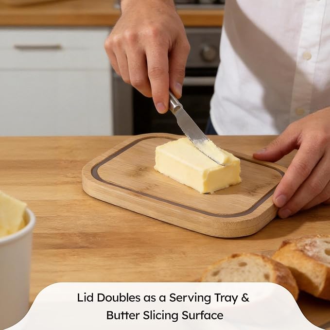 Stainless Steel Butter Dish with Lid, Airtight Cow Butter Keeper for Refrigerator & Countertop, Kitchen, Camping & Travel,Fits East & West Coast Butter (Medium)