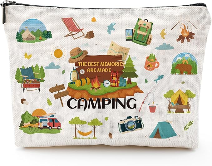 Sitsink Wildlife Lover Gifts - Best Memories Are Made Camping Cosmetic Makeup Bags, Gifts for Women, Outdooor Enthusiasts Accessories Pouch, Toiletry Bag for Friends Birthday