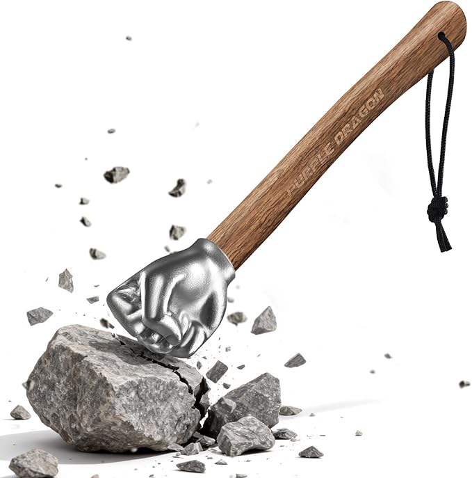 Purple Dragon Fist Hammer Tool - 2 Lbs Iron Fist-Shaped Hammer with Wooden Handle, Multi-Purpose Tool for DIY Crafting, Outdoor Camping, Home/Office Decor, Gifts for Men