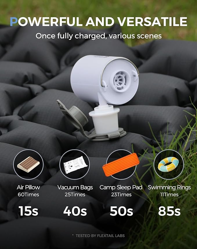FLEXTAILGEAR Portable Air Pump for Inflatables, 2.82oz Classic Tiny Air Pump, Rechargeable Electric Air Pump to Inflate Deflate for Camping Gear Pool Floats Air Mattress