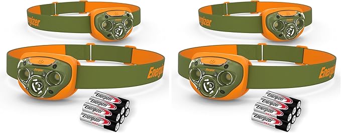 Energizer LED Headlamp PRO (4-Pack), IPX4 Water Resistant Headlamps, High-Performance Head Light for Outdoors, Camping, Running, Storm, Survival LED Light for Emergencies (Batteries Included)