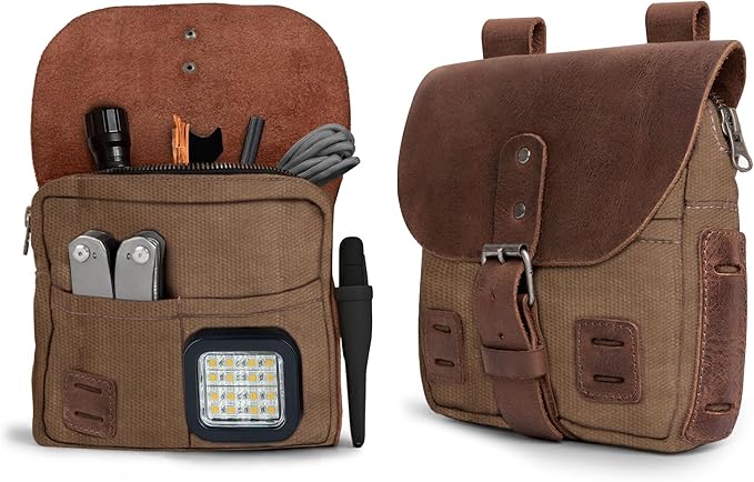 Hide & Drink, Survival Camping Pouch, Belt Loop, Rustic and Handy Tool Bag, Weather Resistant Outdoor Accessories, Traveling Essentials, Waxed Canvas, Handmade