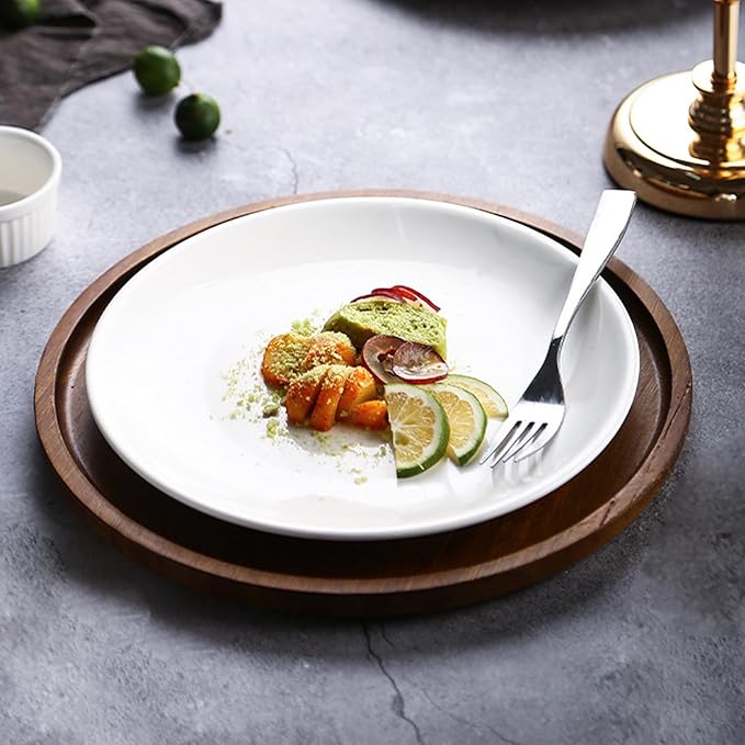 CAMBUY Melamine Plates 8 Pack 8 Inches Plastic Dinner Plates Set Services Lightweight Unbreakable Dinner Dishes for Kitchen Outdoor Camping