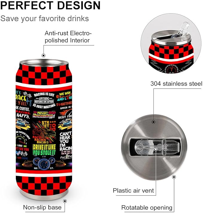 Car Racing Gifts Racing Stainless Steel Insulated Tumbler with Lid and Straw Race Gift For Racer, Race Car Enthusiast 17oz