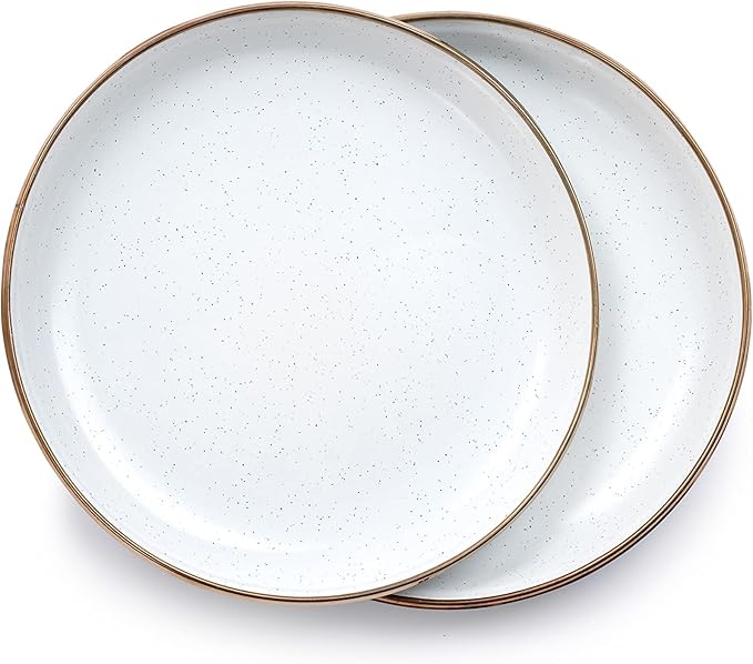 Barebones 8 Inch Salad Plate - Set of 2 Salad Plates - Enamelware Plates - Durable Kitchen or Camping Plate - Eggshell