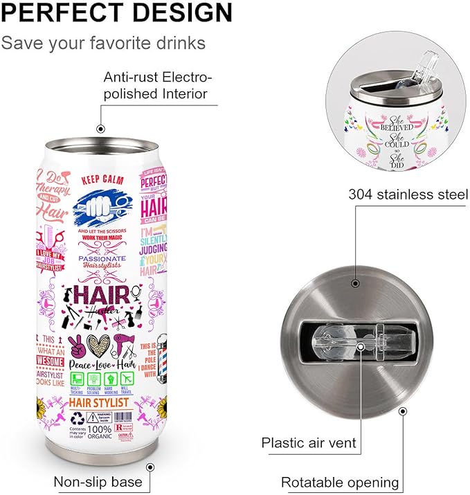 Hairstylist Tumbler For Women, Female, Her, Hairapist,Hair Stylist Gifts For Hairstylist, Hairstylist Tumbler Insulated Stainless Steel With Lid 17 Oz