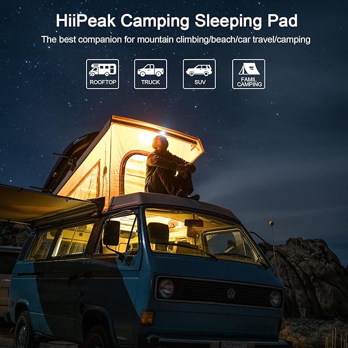 HiiPeak Double Sleeping Pad - Self Inflating 3" Extra-Thick for 2 Person with Pillow Built-in Foot Pump Inflatable Sleeping Mat for Backpacking, Hiking, Traveling, Tent, Portable Camping Mat (Blue)