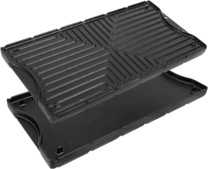 Ceramic Nonstick Reversible Griddle for Coleman Cascade & Triton, 17.4" x 8.5" Flat & Ribbed Camping Griddle | Built-In Storage Fit, No-Wobble Stable Design, Compatible with 2-Burner Camp Stoves