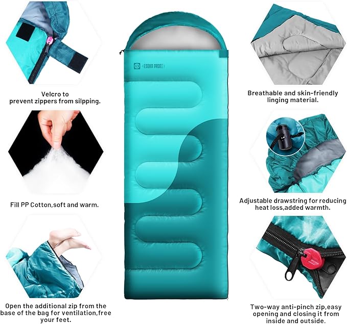 Sleeping Bags for Adults&Kids,Lightweight Waterproof Warm Weather Sleeping Bag,Compact Portable Sleeping Bag for Camping,Essentials Gear for Camping Hiking Outdoor Travel