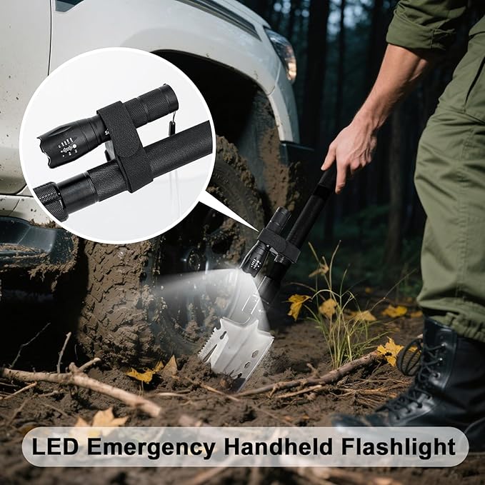 Survival Shovel High Carbon Steel Tactical Shovel Axe Folding Entrenching Tool Camping Hiking Shovel Carrying Pouch Car Emergency Survival Gear