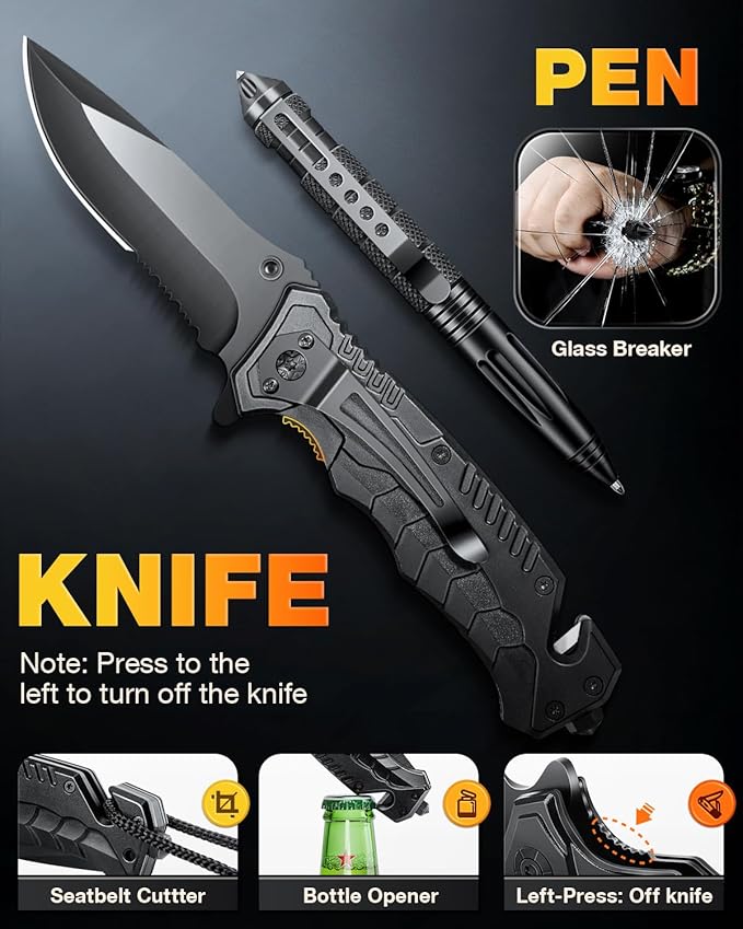 Gifts for Men-Christmas | 21-in-1 Survival Gear & Camping Accessories | Fishing & Hunting Equipment | Unique Birthday Gift for Husband, Dad | Stocking Stuffers & White Elephant Party Gifts