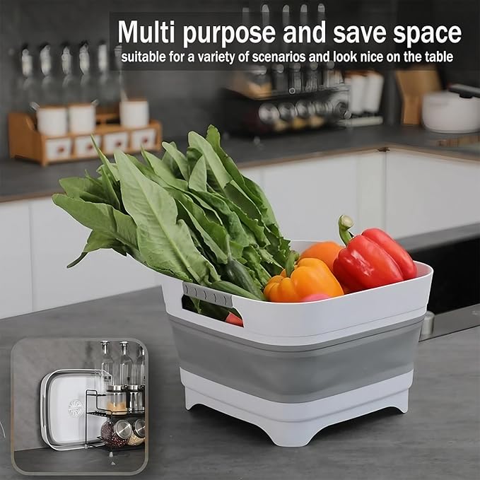 2.9 Gal(11L) Collapsible Wash Basin with Drain Plug, Space Saving Multiuse Foldable Sink Tub,Dishpan,RV camping sink,Vegetable Washing basin,Ice Beverage Tubs,Laundry & Kitchen Use