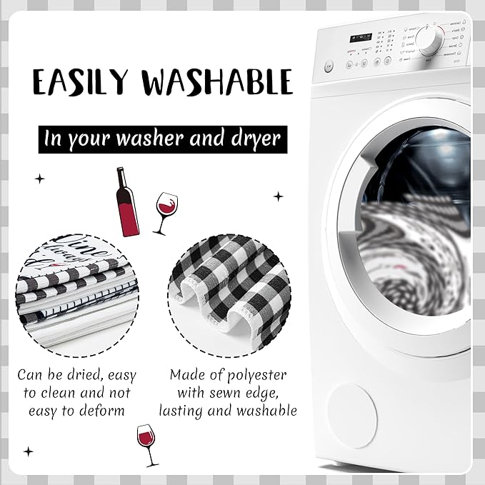 R HORSE Funny Kitchen Dish Towels - 5Pcs Funny Wine Kitchen Hand Towels, Cute Absorbent Cleaning Dishcloth Bathroom Home Decor for Wine Lovers Girls Women Hostess Housewarming Gifts