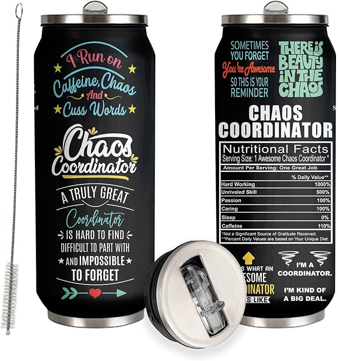 Chaos Coordinator Tumbler Mug, Chaos Gifts For Coworkers, Men & Women, Thank You Gifts For Boss, Teacher, Friends 17oz