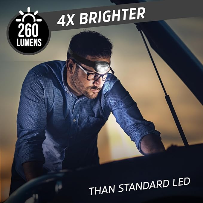 Energizer PRO-260 LED Headlamp (4-Pack), IPX4 Water Resistant Headlamps, High-Performance Head Light for Outdoors, Camping, Running, Storm, Survival LED Light for Emergencies (Batteries Included)