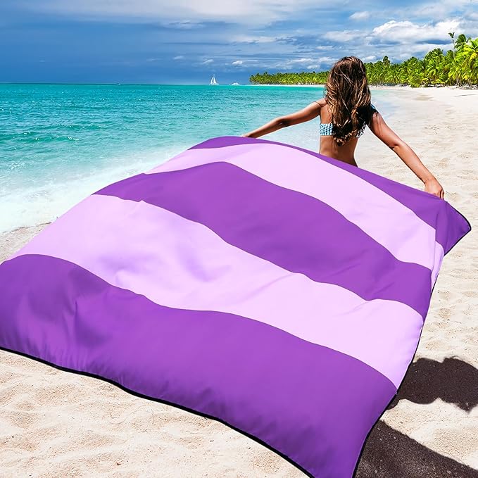 WIWIGO Beach Blanket Waterproof Sandproof Beach Mat 79" X 83"/10'x9'for 2-8 Adults Quick Drying Outdoor Picnic Mat Beach Accessories for Travel, Camping, Hiking