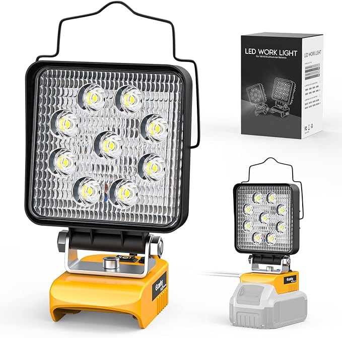Ecarke LED Work Light Compatible with DEWALT 20V, 140° Pivoting Head Flashlight, 70W 7000Lumens, Cordless LED Flood Light, with USB and Type-C Charging Port for Outdoor No Battery