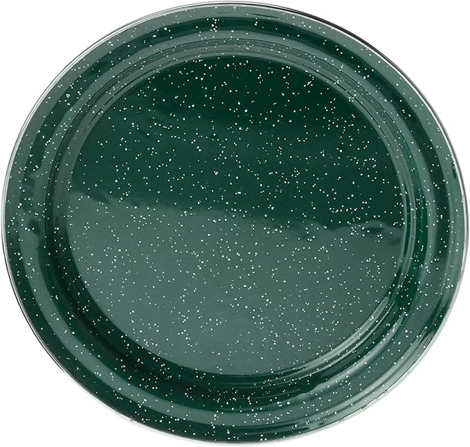 GSI Outdoors Pioneer 10 Inch Plate, Enameled Steel Tableware Dinner Plate for Camp, Cabin and Farmhouse Kitchen, Green