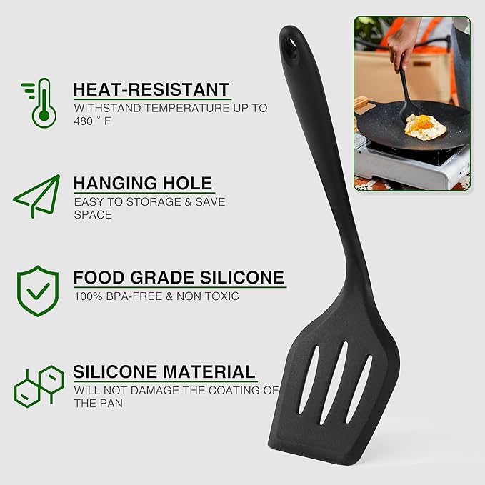 Wesqunie Camping Essentials Cookware Cooking Utensils Set - Portable Camp Kitchen Mess Kit Outdoor Accessories, Stainless Steel & Silicone, Camping Gear Equipment for RV Picnic Grill, 14PCS Black