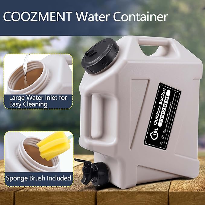 COOZMENT 3.2 Gallon/5 Gallon Water Containers with Spigot, BPA Free Water Jug, Military Green Water Tank, Multifunction Water Storage Containers for Camping Outdoor Hiking,Emergency Stroage