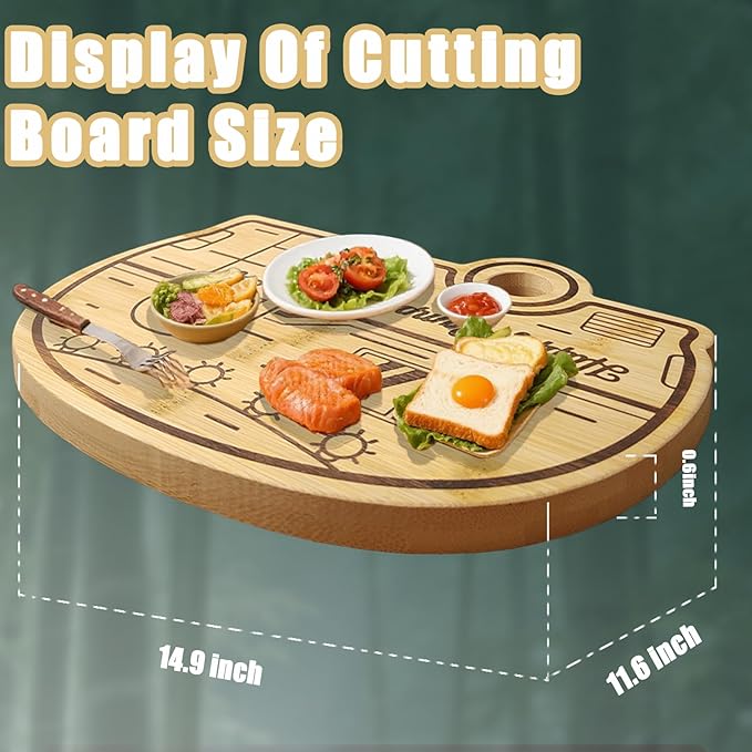 Large Camper Cutting Board, Wood Cutting Board For Kitchen Serving tray and Chopping Board, Unique RV Gifts kitchen Essentials for Women, Bamboo Camping Gifts for Women for Holiday Camping Gift