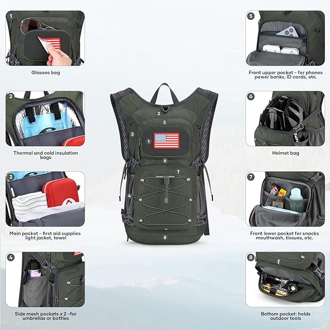 Maelstrom Hydration Hiking Backpack with 2L/3L Water Bladder, High Flow Bite Valve Water Backpack for Men Women Lightweight Insulation for Hiking, Cycling, Running, Climbing, Camping