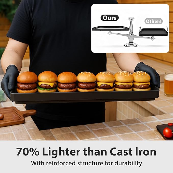 Utheer Stove Top Griddle for Gas & Electric Stove — Lightweight Cast Aluminum, Flat Top Nonstick Reversible Grill & Griddle Pan for Stovetop Cooking, PFAS-Free Ceramic Nonstick, 23" x 16"