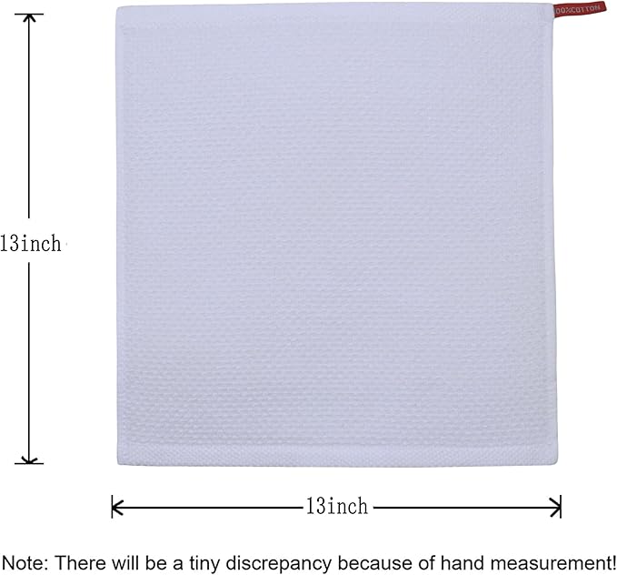 Mia'sDream Cotton Dish Cloths Dish Rags Waffle Weave Kitchen Towel, Soft and Absorbent Dish Towels Hand Towels for Kitchen, 12inchx12inch 6 Pack (White)