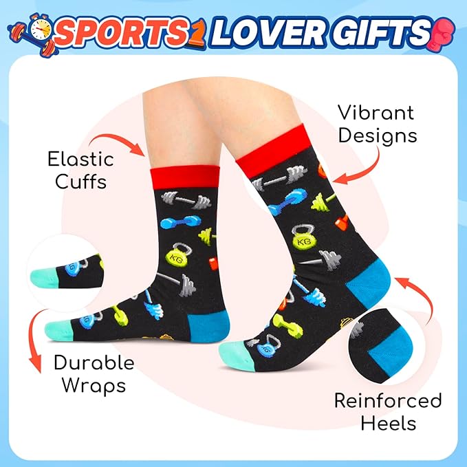HAPPYPOP Sports Gifts for Men Women - Gifts for Camper Lifter, Hunting Golfing Socks