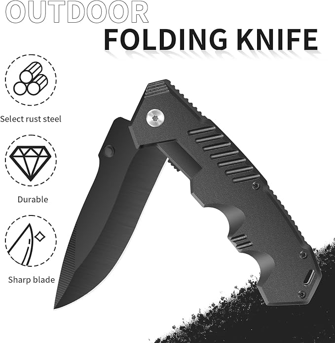 6-Pack Bulk Pocket Knives – Assisted Opening Flipper, Liner Lock, EDC Gift for Men, Laser Engraving Ready, Camping & Work Tool for Mechanics/Drivers (6 Knives)