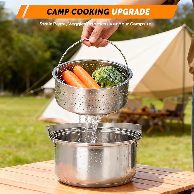ROVSUN 34/10/6 pcs Camping Cookware Mess Kit, Lightweight Non-Stick Camping Cooking Pot and Pan Set with Stainless Steel Camping Gear Kettle Cup for Open Fire, Backpacking, Outdoor Cooking