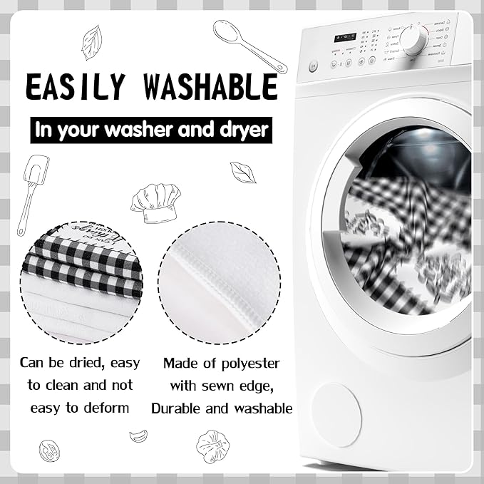 R HORSE 5Pcs Religious Christian Kitchen Dish Towel Black and White Check Cleaning Dishcloth Bible Verse Scripture Absorbent Bar Hand Towel Easter Gift for Women Men Housewarming Decor