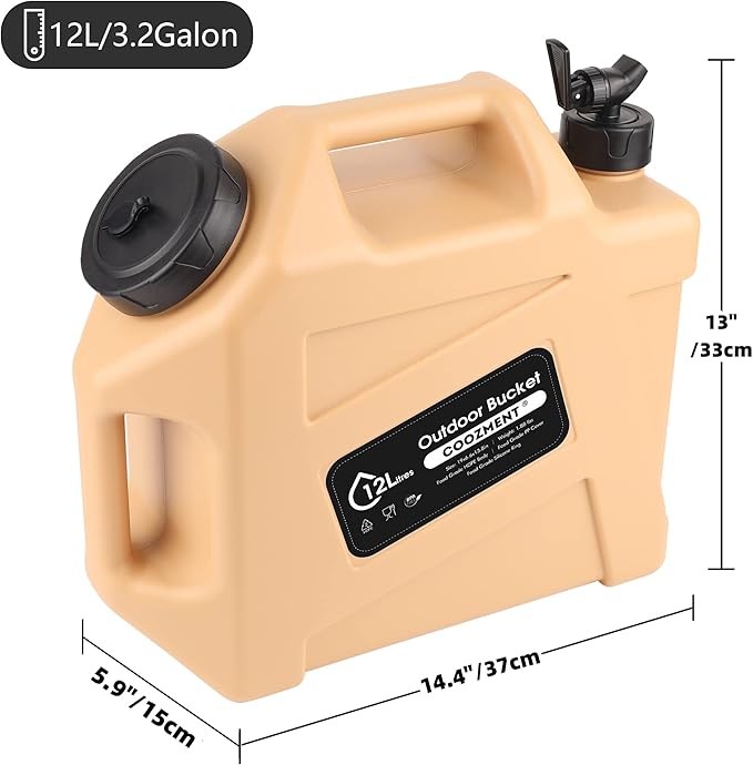 COOZMENT 3.2 Gallon/5 Gallon Water Containers with Spigot, BPA Free Water Jug, Military Green Water Tank, Multifunction Water Storage Containers for Camping Outdoor Hiking,Emergency Stroage